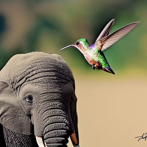 Image similar to a hummingbird - elephant - hybrid, animal photography