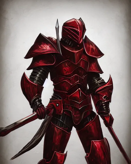 Image similar to knight armored in red, fantasy art, trending on artstation