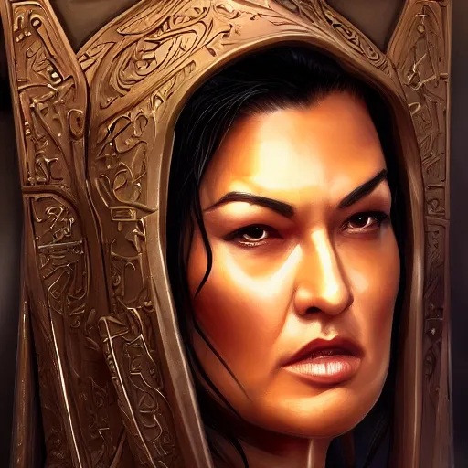 Prompt: steven seagal female, jedi master, wearing the traditional jedi robe, beautiful and uniquely odd looking, detailed symmetrical close up portrait, intricate complexity, in the style of artgerm and ilya kuvshinov, magic the gathering, star wars art
