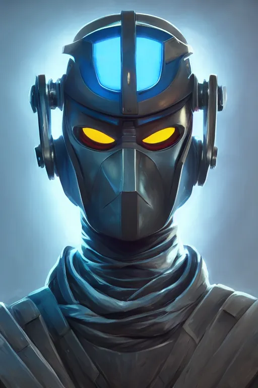 Image similar to epic mask helmet robot ninja portrait stylized as fornite style game design fanart by concept artist gervasio canda, behance hd by jesper ejsing, by rhads, makoto shinkai and lois van baarle, ilya kuvshinov, rossdraws global illumination radiating a glowing aura global illumination ray tracing hdr render in unreal engine 5