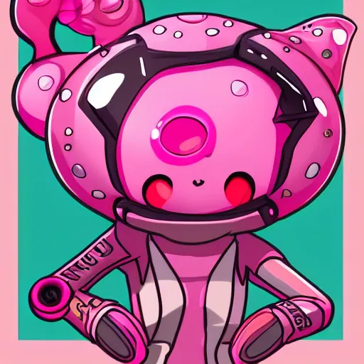 Prompt: pink poggers bubble, high detailed, cute, trending on artstation
