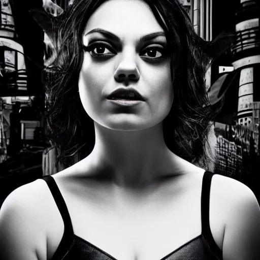 Image similar to Mila Kunis as Catwoman, XF IQ4, 150MP, 50mm, F1.4, ISO 200, 1/160s, natural light, photoshopped, lightroom, photolab