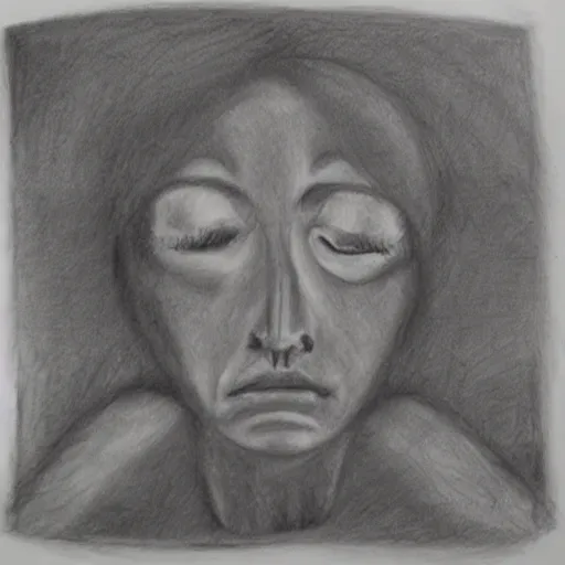 Image similar to charcoal drawing introspective bother 5 x 5 grid