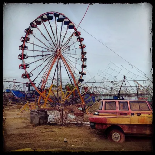 Image similar to Ferris wheel postapocalyptic