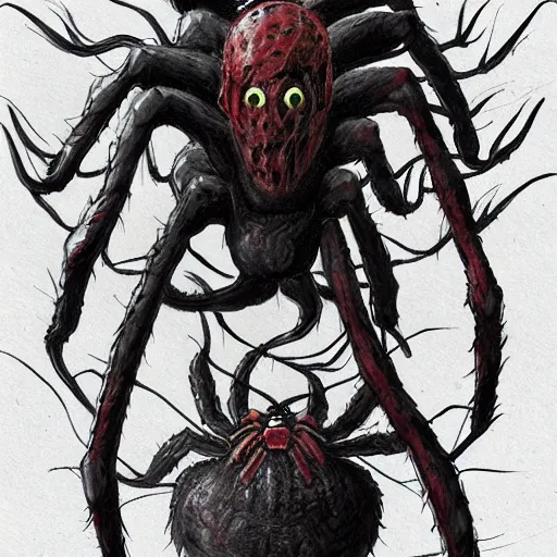 Image similar to monstrous spider-human mutant, horror, concept art,