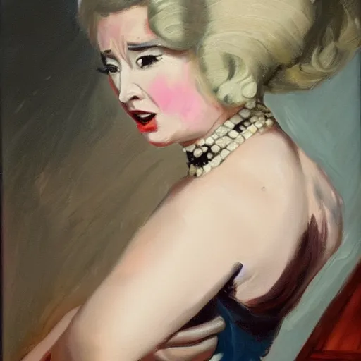 Prompt: painting of a glamorous opera singer performing, highly realistic paining