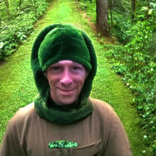 Image similar to trailcam footage of the green teletubbie