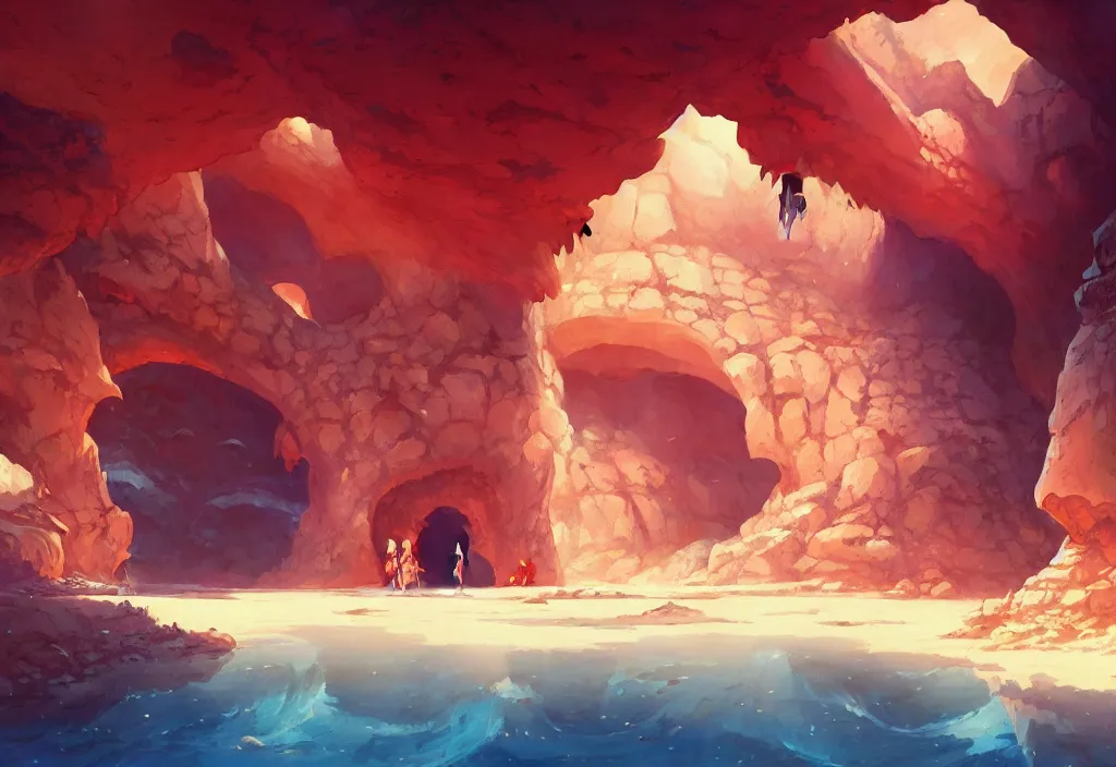 Image similar to a cave entrance in a desert with crystals inside the cave, intricate oil painting, high detail illustration, sharp high detail, manga and anime 1 9 9 9, official fanart behance hd artstation by jesper ejsing and makoto shinkai, 4 k,