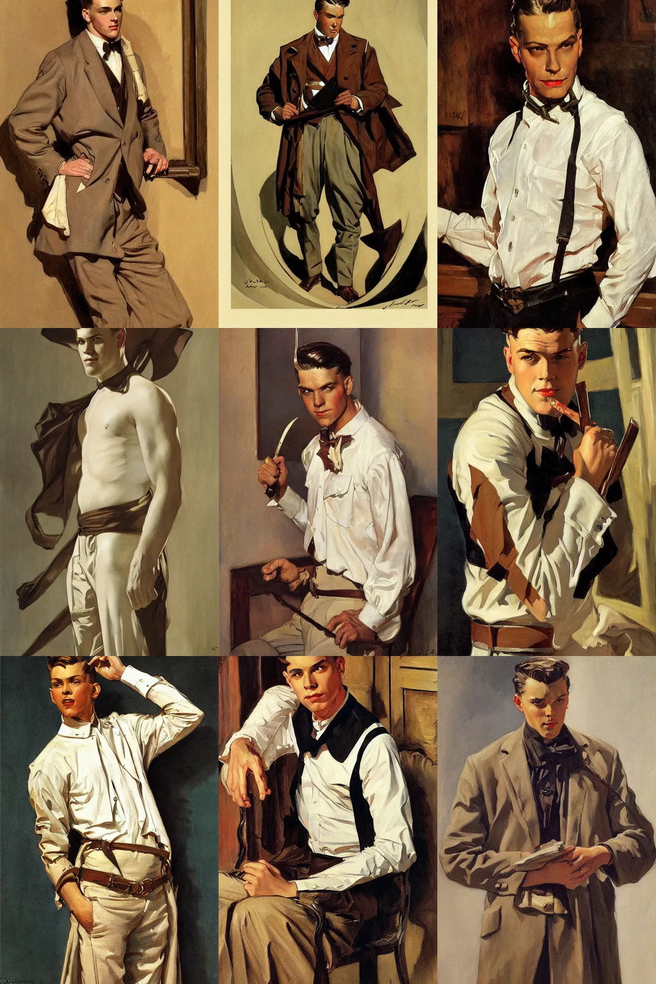 Image similar to attractive male, character design, painting by j. c. leyendecker