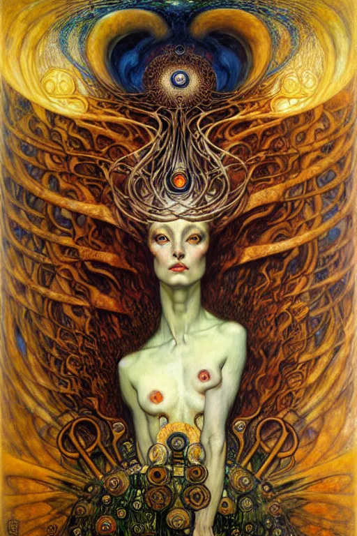 Image similar to Divine Chaos Engine by Karol Bak, Jean Delville, William Blake, Gustav Klimt, and Vincent Van Gogh, symbolist, visionary