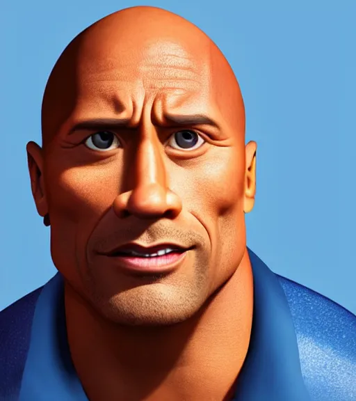 Prompt: Dwayne Johnson in 3D Pixar animation style, clean background, face close up