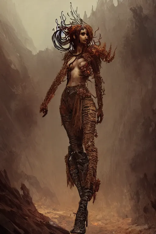 Image similar to a full body portrait of a beautiful post apocalyptic offworld nordic necromancer dancing reposed by the magma pits, intricate, elegant, highly detailed, digital painting, artstation, concept art, smooth, sharp focus, illustration, art by krenz cushart and artem demura and alphonse mucha