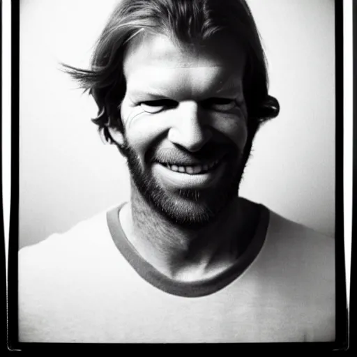 Prompt: Mugshot Portrait of Aphex Twin, taken in the 1970s, photo taken on a 1970s polaroid camera, grainy, real life, hyperrealistic, ultra realistic, realistic, highly detailed, epic, HD quality, 8k resolution, body and headshot, film still, front facing, front view, headshot and bodyshot, detailed face, very detailed face