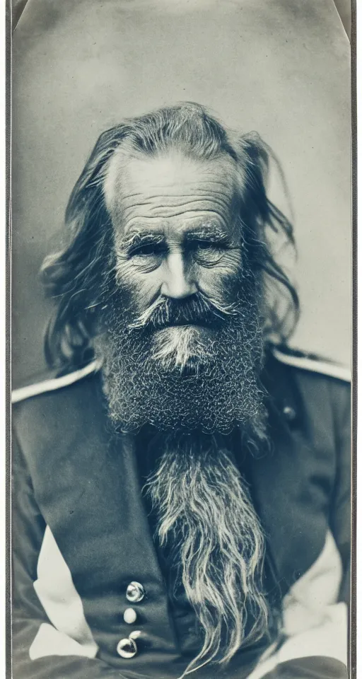 Image similar to a Silver bromide photograph of a grizzled old sea captain, environmental portrait