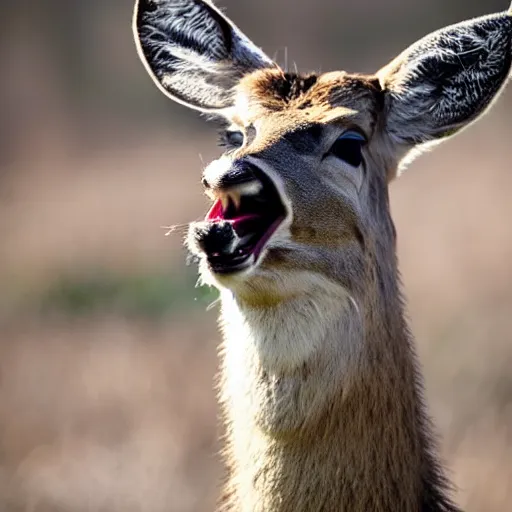 Image similar to photo of a funny deer laughing at a joke