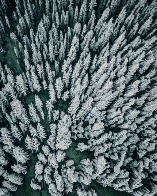 Prompt: alpine landscape, made of intricate decorative lace leaf skeleton, shot from a drone, in the style of the dutch masters and gregory crewdson, dark and moody