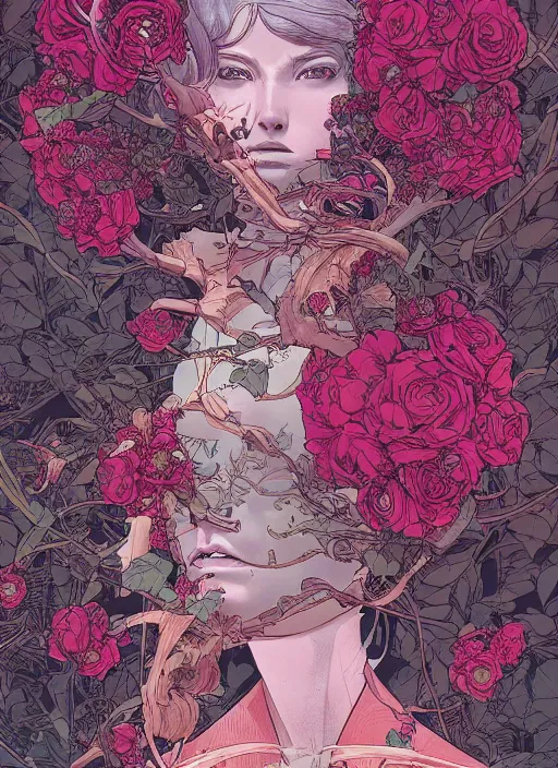 Prompt: a princess in the rose garden by josan gonzalez, katsuhiro otomo, andrew ferez, rule of thirds, beautiful