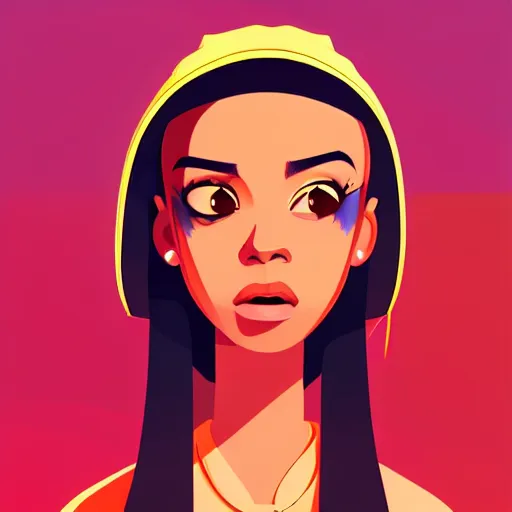 Image similar to 2 d character design, female rapper, vector art, digital art, portrait, 4 k, 8 k, sharp focus, smooth, illustration, concept art, music artist