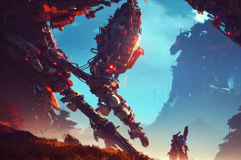 Image similar to burrower machine mecanical creature robot of horizon forbidden west horizon zero dawn radiating a glowing aura global illumination ray tracing hdr fanart arstation by ian pesty and alena aenami artworks in 4 k