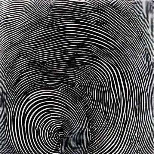 Image similar to continuous spiral single line contour op art, mary louise brooks
