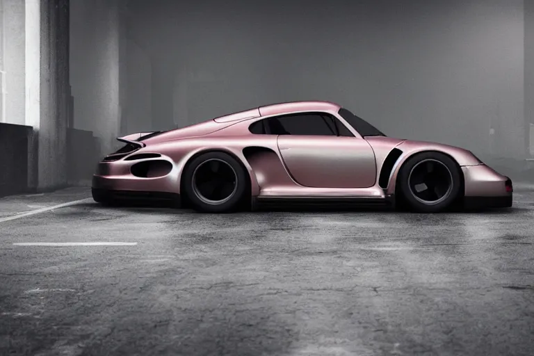 Image similar to porsche 9 5 9 cyberpunk concept car sitting on the side of the road, a detailed matte painting by zack snyder, trending on cg society, auto - destructive art, vray tracing, unreal engine 5, reimagined by industrial light and magic