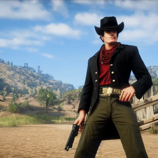 Image similar to jotaro kujo in red dead redemption 2