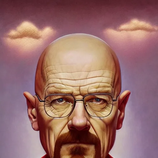 Image similar to walter white having an ego trip, by alex grey, by Esao Andrews and Karol Bak and Zdzislaw Beksinski and Zdzisław Beksiński, trending on ArtStation