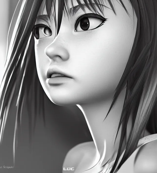 Prompt: photo rendering of a beautiful girl epic photorealistic portrait in toriyama miyazaki squareenix pixar vray noir style depth of field lens in flare leica zeiss detailed trending award winning on flickr artstation