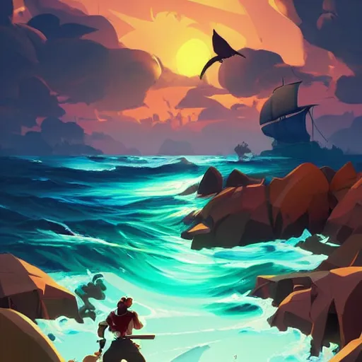 Image similar to painting treasure on sea of thieves game smooth median photoshop filter cutout vector, behance hd by jesper ejsing, by rhads, makoto shinkai and lois van baarle, ilya kuvshinov, rossdraws global illumination