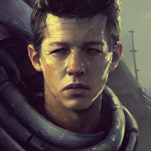 Image similar to portrait of a man by greg rutkowski, tye sheridan as a colonial marine, from aliens franchise, he is about 2 0 years old, military composure, highly detailed portrait, digital painting, artstation, concept art, smooth, sharp foccus ilustration, artstation hq