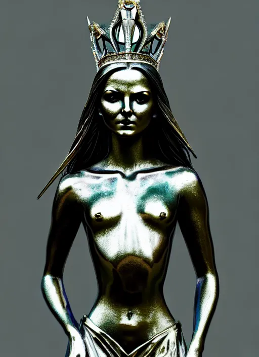 Prompt: metal statue of Victoria Justice as the down-to-earth princess of sorrowful tears. ultra detailed painting at 16K resolution and amazingly epic visuals. epically beautiful image. amazing effect, image looks gorgeously crisp as far as it's visual fidelity goes, absolutely outstanding. vivid clarity. ultra. iridescent. mind-breaking. mega-beautiful pencil shadowing. beautiful face. Ultra High Definition. godly shading. amazingly crisp sharpness. photorealistic film cel processed twice..