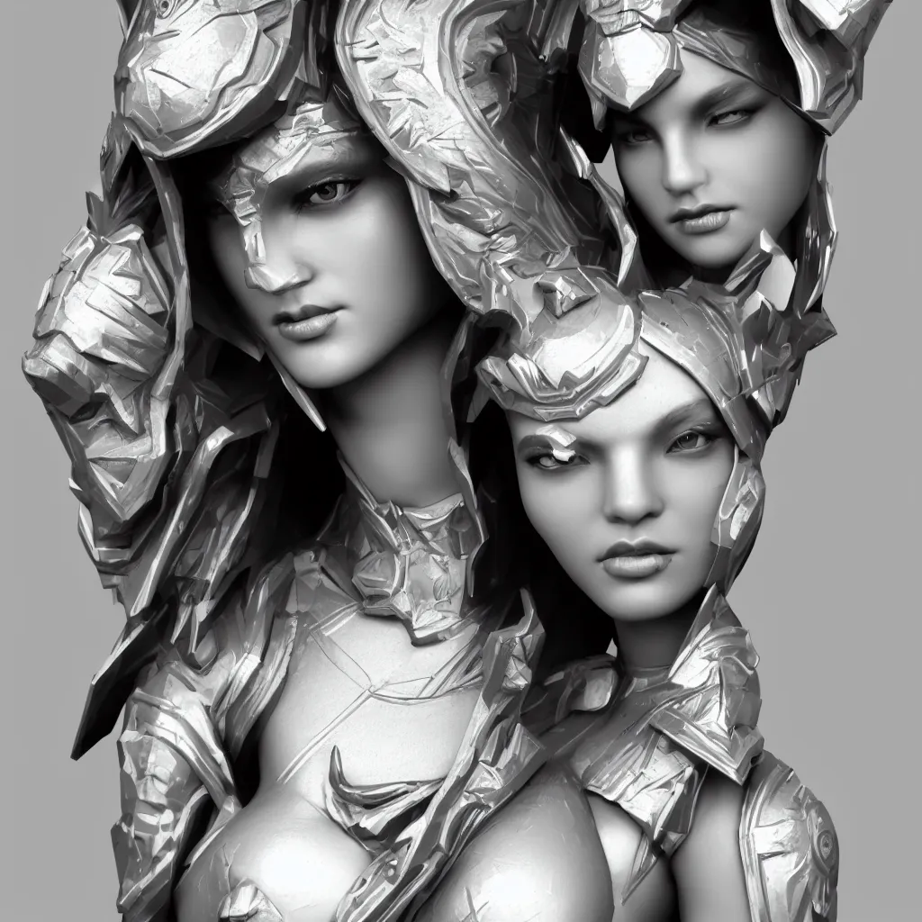 Prompt: black and white 3D geometry, super cool goddess, matte bright highly detailed, epic, 3D render, digital art, artstation, 8K artistic photography, photo-realistic, by Hiroya Oku