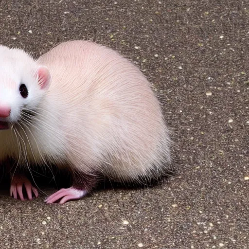 Prompt: ferret side view with open mouth, realistic