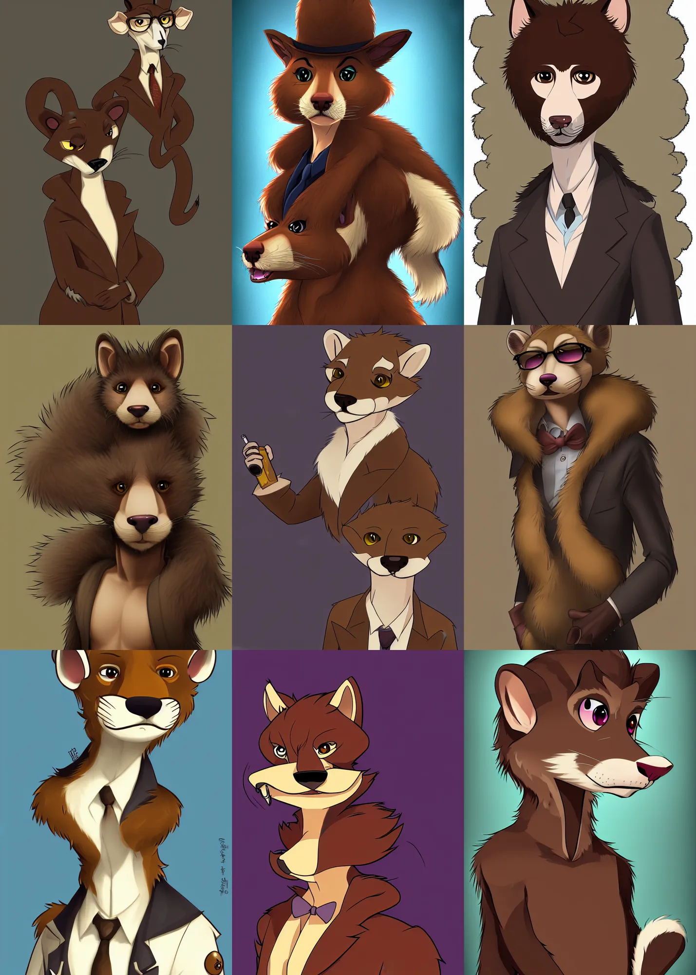 Image similar to furry - weasel - detective - fursona uhd ue 5 visual novel pc game expression art portrait