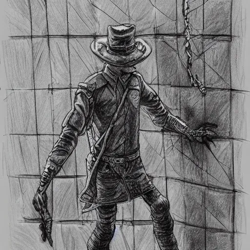 Image similar to the man in the wall, explorer sketch, eldritch journalist, intricate detailed,