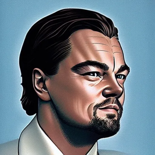 Image similar to “ leonardo dicaprio retro minimalist portrait by jean giraud, moebius starwatcher comic, 8 k ”