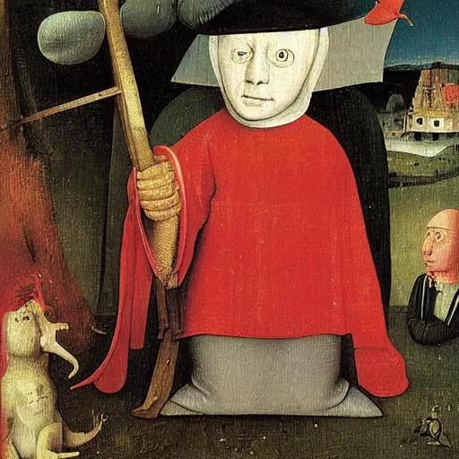 Image similar to painting of Waldo from Where’s Waldo by Hieronymus Bosch