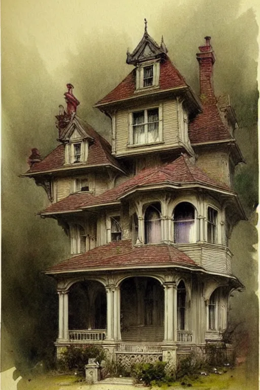 Image similar to ( ( ( ( ( 1 9 5 0 s victorian mansion. muted colors. ) ) ) ) ) by jean - baptiste monge!!!!!!!!!!!!!!!!!!!!!!!!!!!!!!