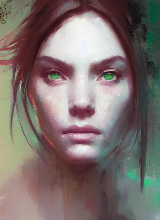 Prompt: female, light green tone beautiful face, by jeremy mann, by greg rutkowski, by noah bradley, digital painting