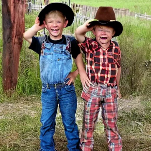 Prompt: hillbilly redneck twins
