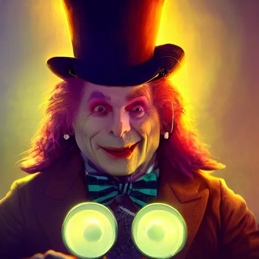 Image similar to The Mad Hatter, huggy wuggy from poppy playtime video game, fullbody, ultra high detailed, glowing lights, oil painting, Greg Rutkowski, Charlie Bowater, Beeple, unreal 5, DAZ, hyperrealistic, octane render, RPG portrait, dynamic lighting, fantasy art, beautiful face