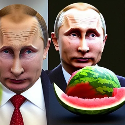 Image similar to watermelon head vladimir putin