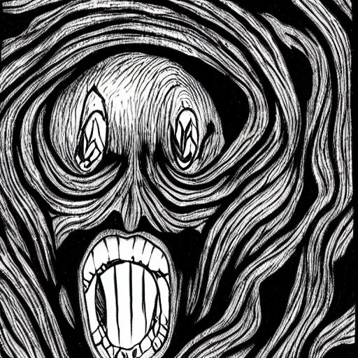 Image similar to a monster in the style of junji ito