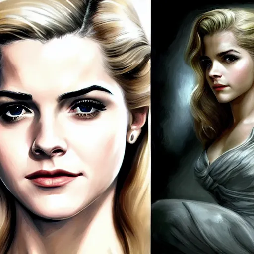 Prompt: A combination of Katheryn Winnick's and Grace Kelly's and Emma Watson's appearances as Solid Snake from Metal Gear Solid, full body portrait, western, D&D, fantasy, intricate, elegant, highly detailed, digital painting, artstation, concept art, matte, sharp focus, illustration, art by Artgerm and Greg Rutkowski and Alphonse Mucha