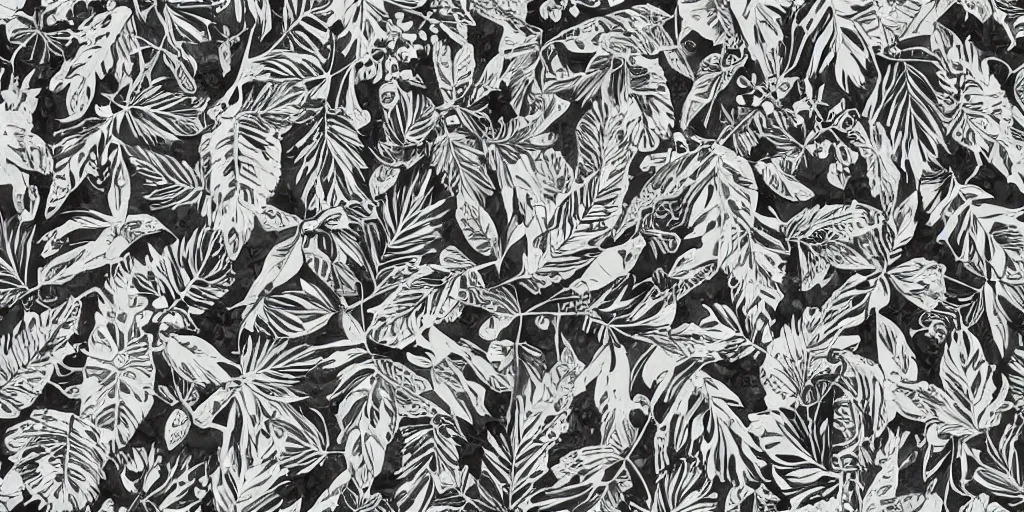 Prompt: highly detailed over dimensional leaves with black vaines