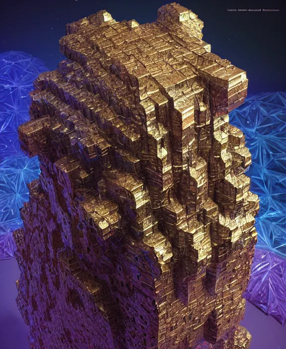 Prompt: concept art of giant fractal bismuth golem consists of bismuth geodes, fractalization, extremely high details, masterpiece, photorealistic, hyperrealism, vray, octane render, volumetric lighting, depth of field, bokeh, artstation, cgsociety by johannen voss, michael whelan, greg broadmore, frank frazetta