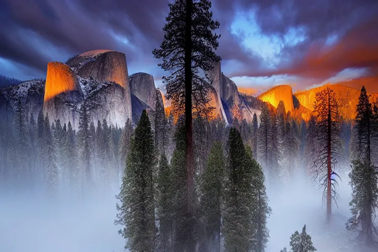 Image similar to amazing landscape photo of Yosemite by marc adamus, beautiful, dramatic lighting