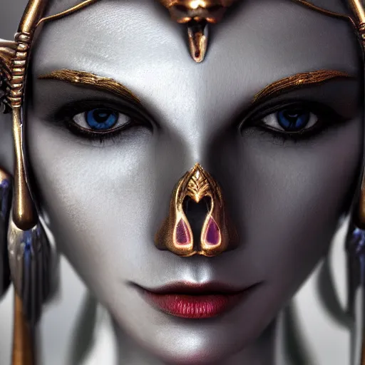 Image similar to perfectly - centered close - up portrait - photograph of goddess of death, cgi, anisotropic filtering, high definition textures, 8 k resolution, 1 6 k, 3 2 k, meticulous details, maximalist, rendered in blender