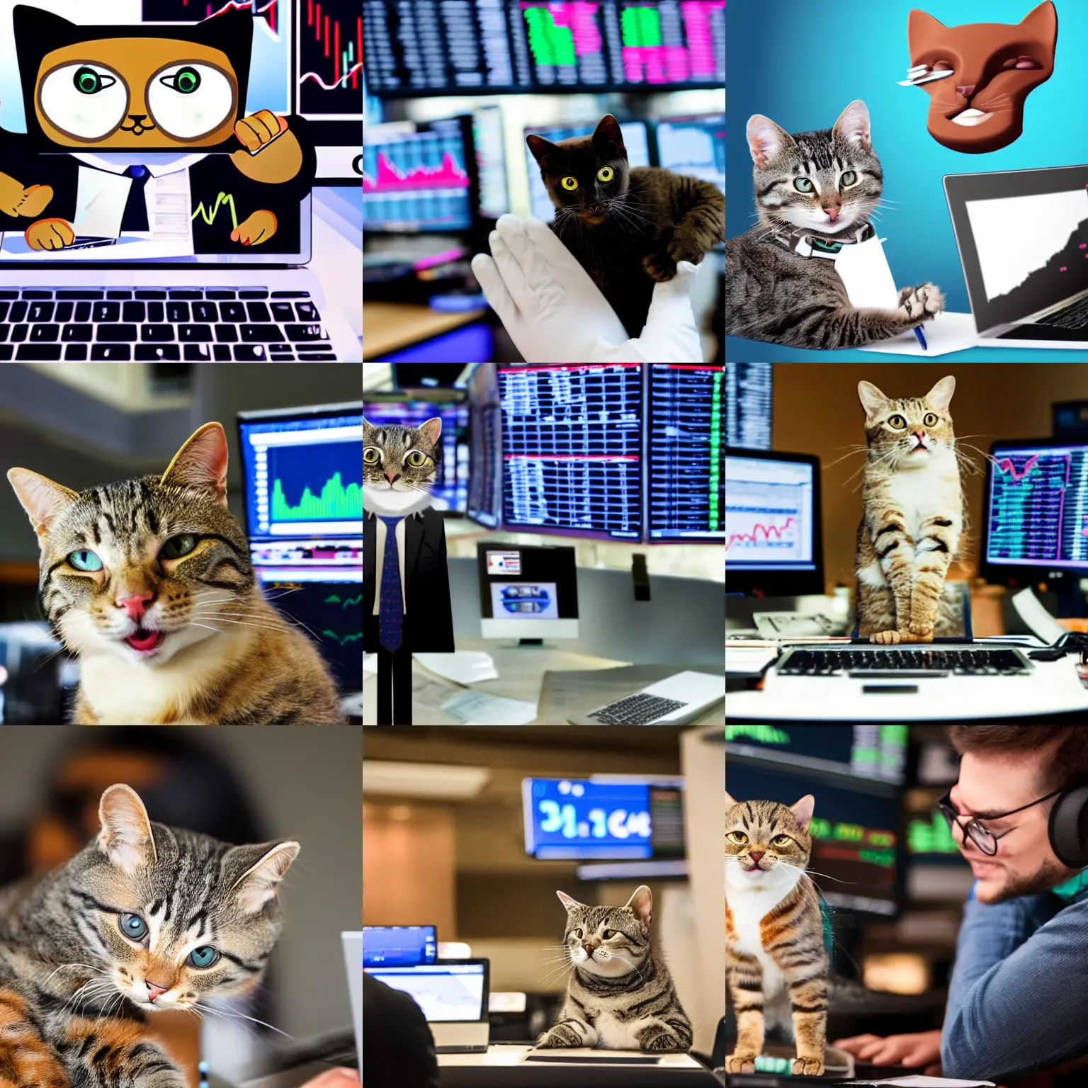 Image similar to photo of anthropomorphic cat trading stocks