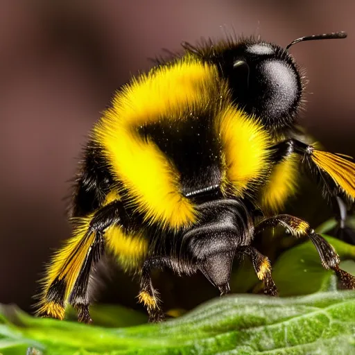 Image similar to bumblebee photo, macro photo, high quality, crisp focus, insect photo, award winning